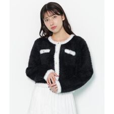 スパンコールフェザーニットジャケット