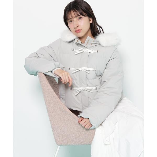 Swingle【昨季新品】FOXファー付フードショートウールコート Swingle【昨季新品】FOXファー付フードショートウールコート FOXファー