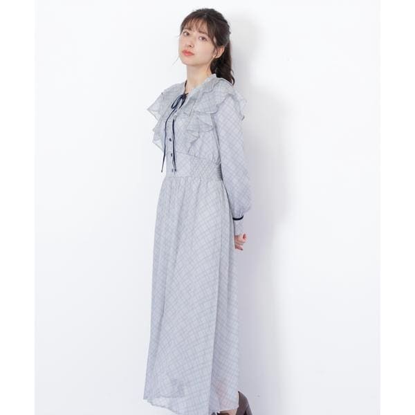 シアーチェックボリュームフリルワンピース | ジル バイ ジル