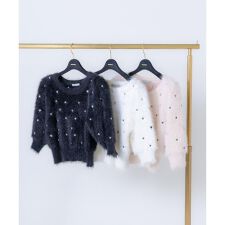 ハート刺繍シャギーニット