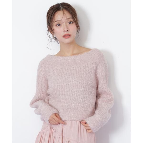 ラメフェザービッグカラーニットブルゾン | ジル バイ ジル