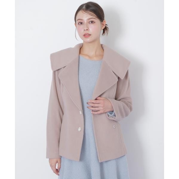 Vネックウールブレンドショートコート | ヴァン(Vin) | マルイウェブ