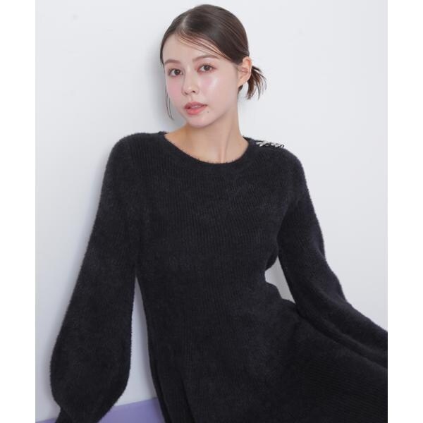 JILL by JILL STUART ミックスツイード切替ニットワンピース ミックス