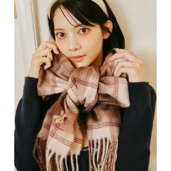 BEARシリーズ＞Holidayベア刺繍チェックストール | ジル バイ ジル
