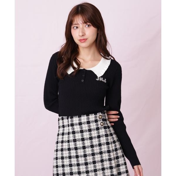 ジル バイ ジル スチュアート（JILL by JILL STUART）/パールミニロゴパフスリーブニットトップス パールミニロゴパフスリーブニットトップス | ジル バイ ジル