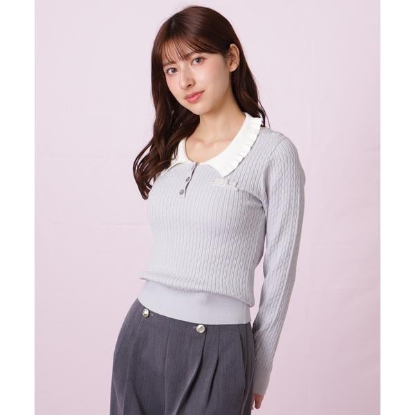 パールミニロゴパフスリーブニットトップス | ジル バイ ジル