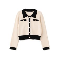 バイカラー衿付きカーディガン