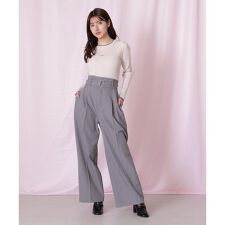 ＜セットアップ対応＞太ベルト付きスラックスパンツ