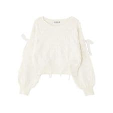 ダイヤ柄リボンニット