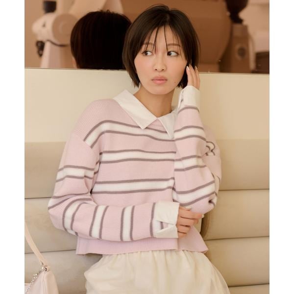 JILL by JILL STUART ジル バイ ジル スチュアート トップス レース衿レイヤードニット | JILL by JILL STUART（ジル バイ ジル