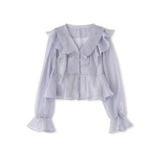 プリーツフリルブラウス