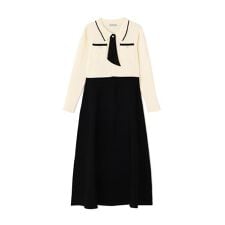 タイ付きニットワンピース