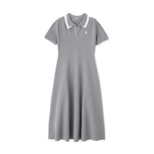 ダブル襟半袖ポロシャツワンピース