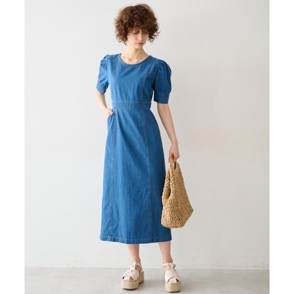 パフスリーブデニムロングワンピース | フリーズマート(Free's Mart