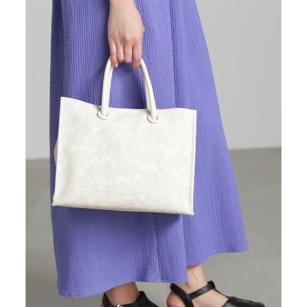 アイボリー エンボス ハンドバッグ 中型 追加 エンボスペイズリーバッグ | フリーズマート(Free's Mart