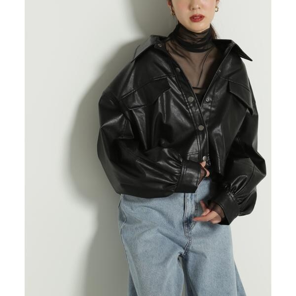ショートフェイクレザージャケット | フリーズマート(Free's Mart