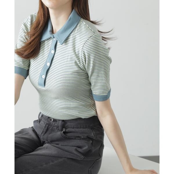 POLO リメイク品 ポロシャツ ショート丈 トップス レディース