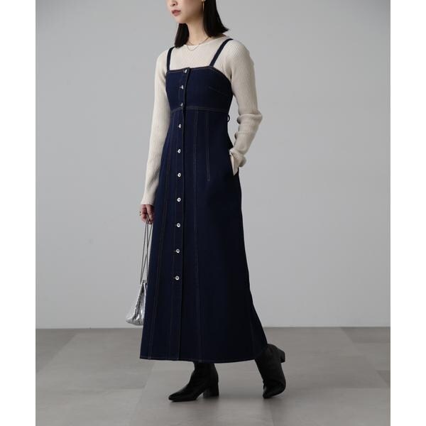 紫いもR　美品☆NÎMES ニーム LIBERTYフロントボタンワンピース セール】 リバティプリントウエストリボンワンピース （ロング