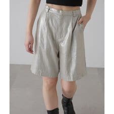 麻混箔プリントハーフパンツ