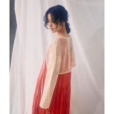 前後2wayダブルリボンメッシュカーディガン