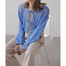 前後2wayダブルリボンメッシュカーディガン