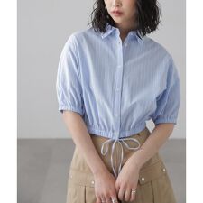 裾ドロスト半袖ブラウス