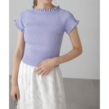 2wayオフショルフリルリブ半袖ニット
