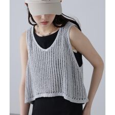 前後2wayラメニットメッシュベスト