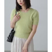 シャギー半袖ニット