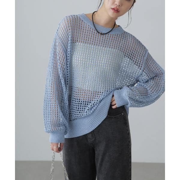 ルーズスラブメッシュニットプルオーバー サイズ3 ルーズスラブメッシュニットプルオーバー サイズ3 オーバーサイズラメ