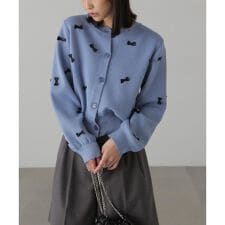 ミニリボン付きニットカーディガン