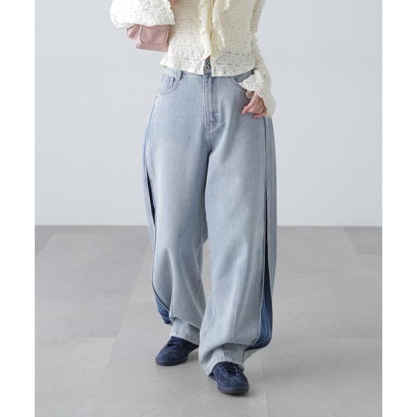 プリーツプリーズ　デニム　パンツ　美品　ブルー系　サイズ3 プリーツプリーズ デニム パンツ 美品 ブルー系 サイズ3 楽天