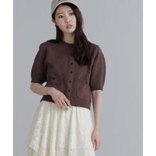 フロントポケット半袖カーディガン