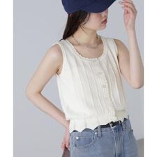 スカラップ編みニットタンクトップ