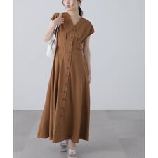 [低身長サイズ／Sシリーズ]ウエストシェイプ配色ステッチワンピース
