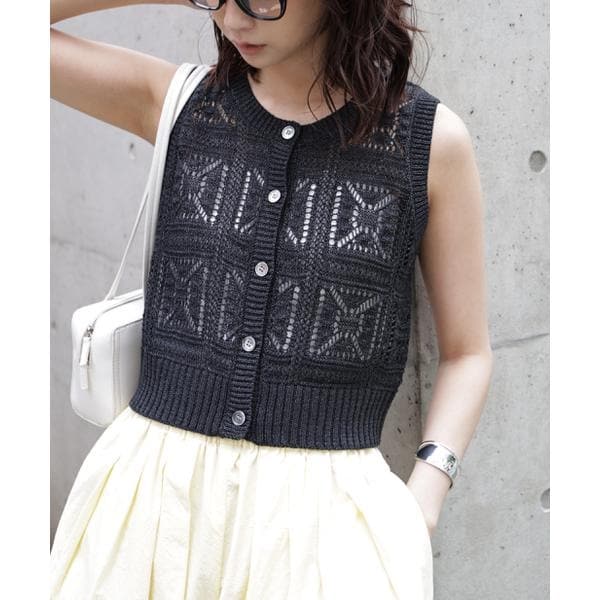 前後2wayクロッシェニットベスト
