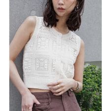 前後2wayクロッシェニットベスト