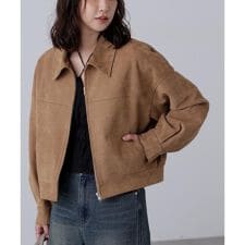 合皮ジップアップブルゾン