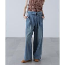 折り返しハイウエストデニムパンツ