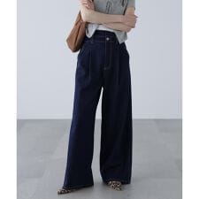 折り返しハイウエストデニムパンツ