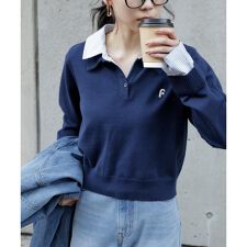 衿付きレイヤード風ポロニット