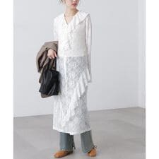 前開きラッフルフリルレースワンピース