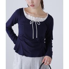 レイヤード風ペプラムカットソー