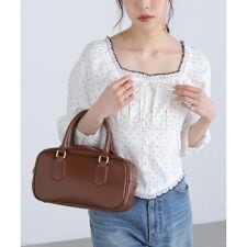 長袖ドット衿フリルブラウス