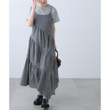 チェック柄エスカルゴティアードキャミワンピース