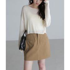 透かしあみ天竺短丈ニット