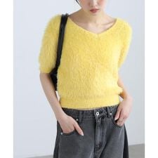 前後2wayシャギー半袖ニット