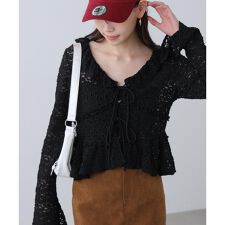 前開きレースブラウス