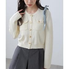 フロントポケット金ボタンニットカーディガン