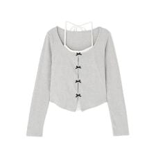 レイヤード風リボンカットソー